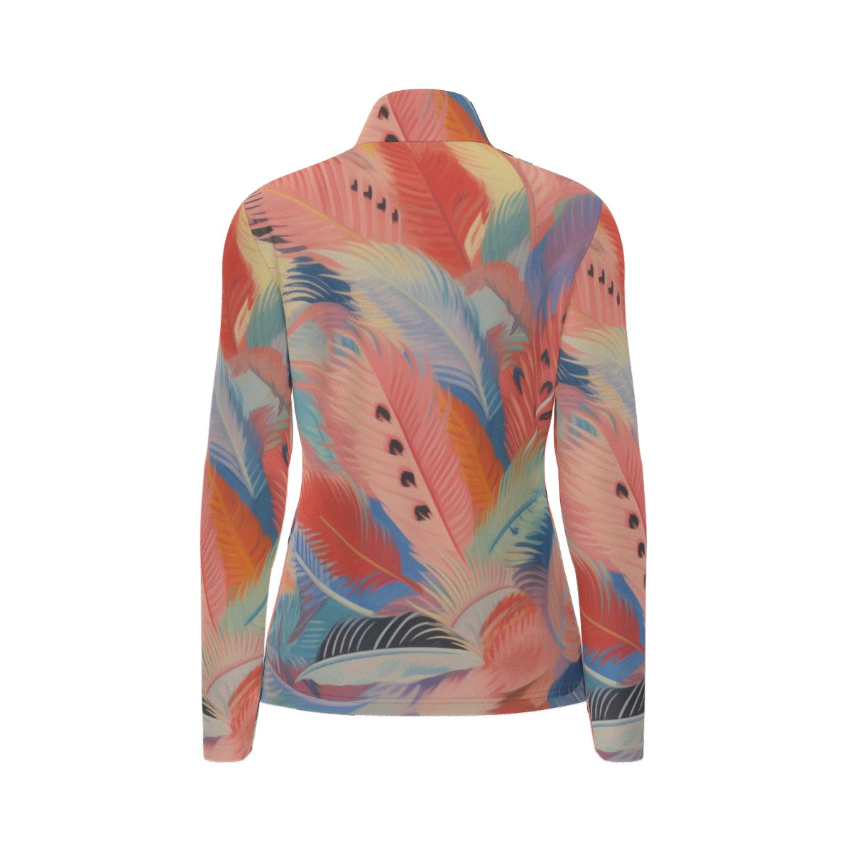 All-Over Print Women's Sports Collar Jersey With Long Sleeve