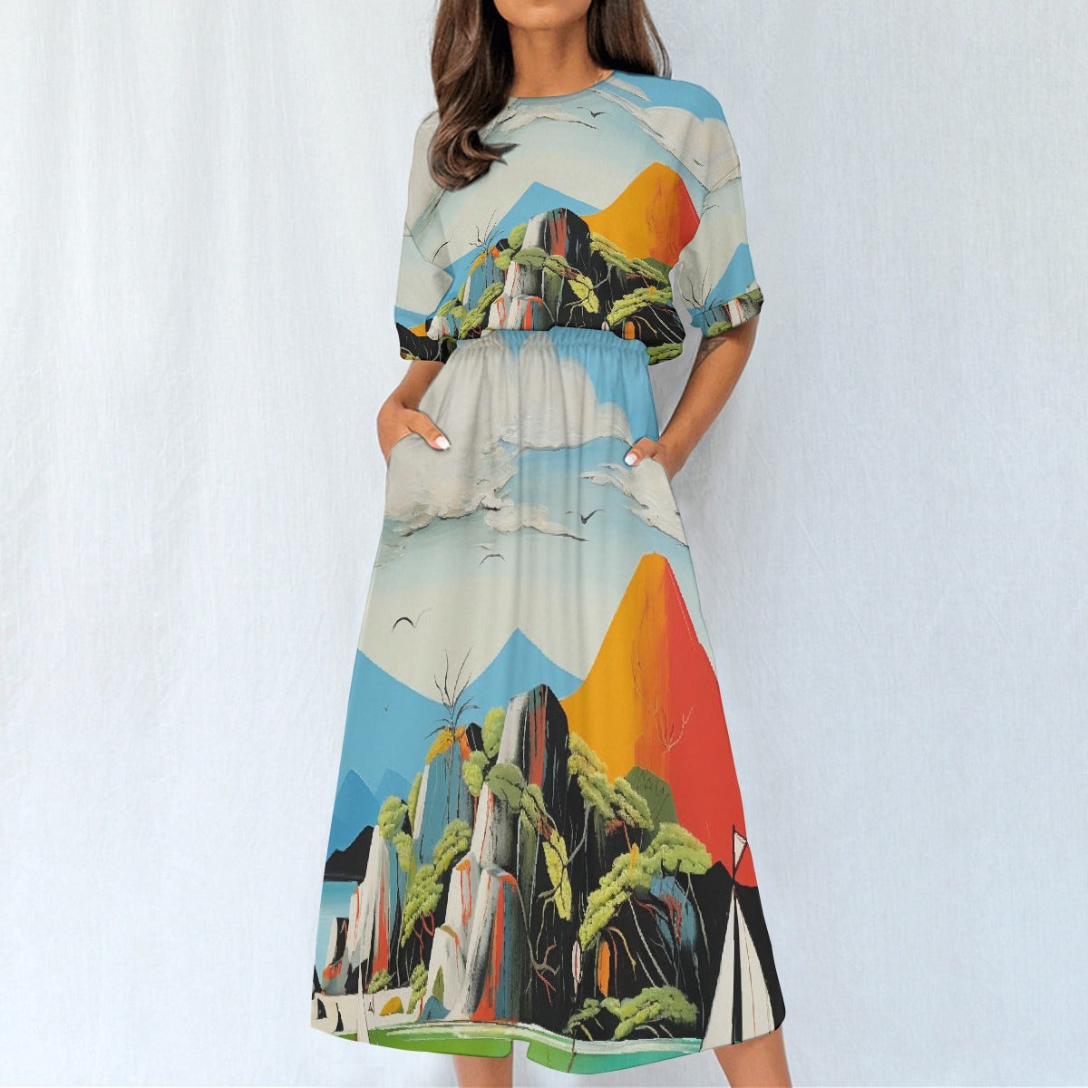 All-Over Print Women's Elastic Waist Dress