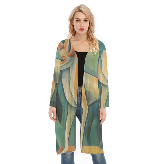 All- Over Print Women's Long Sleeve Mesh Cardigan