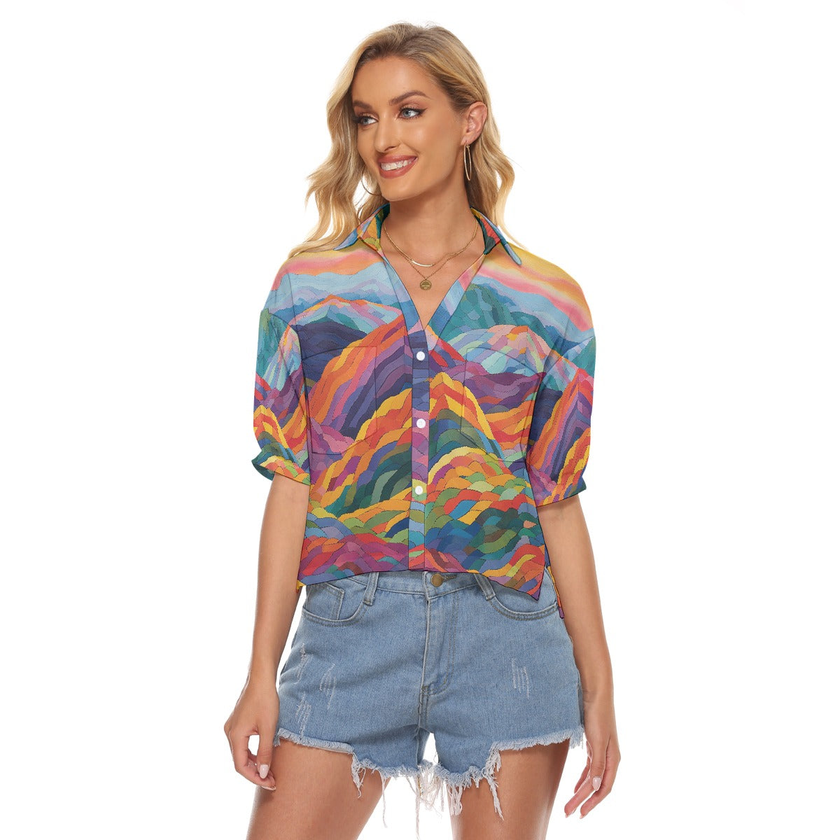 All-Over Print Women's V-neck Shirts