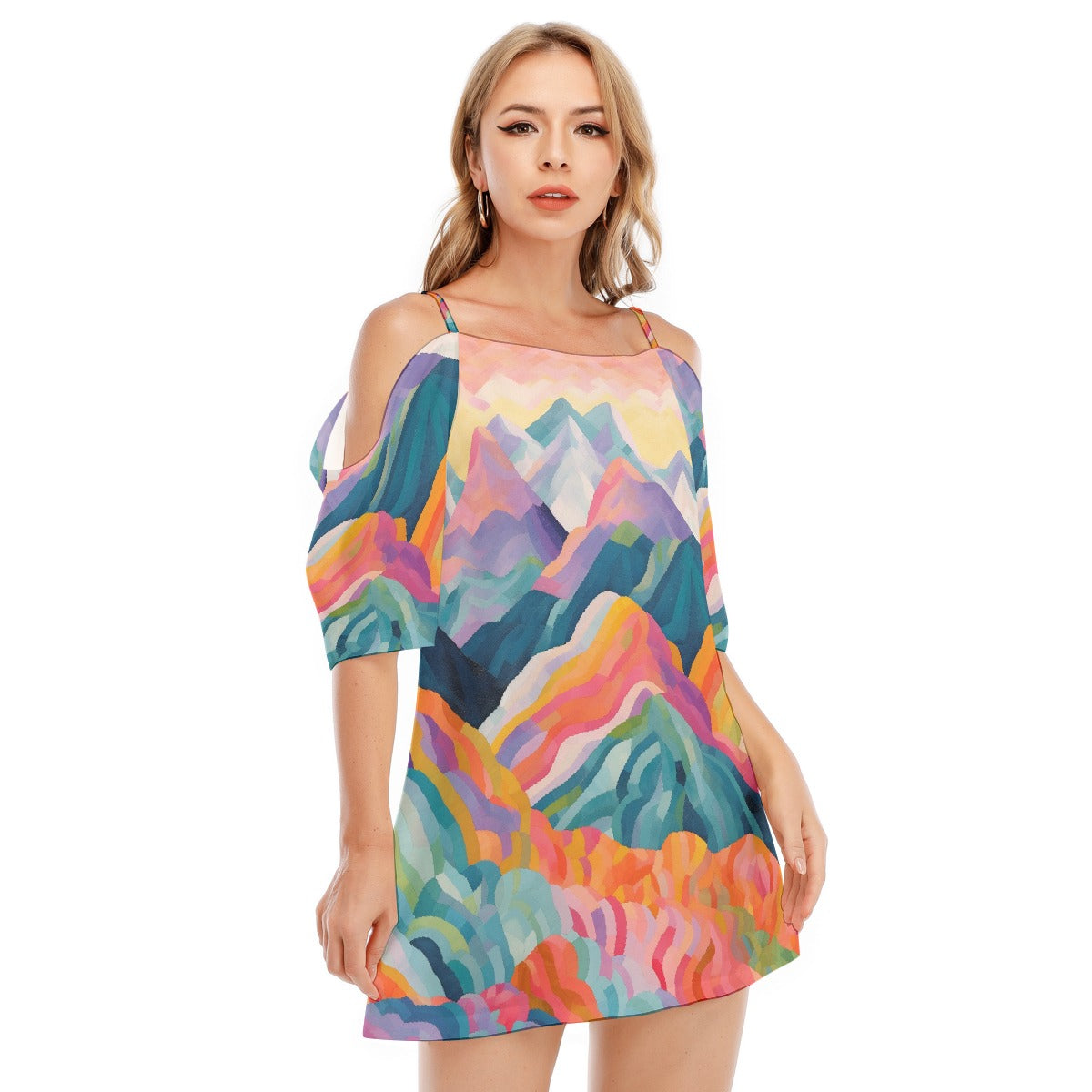 All-Over Print Women's Off-shoulder Cami Dress