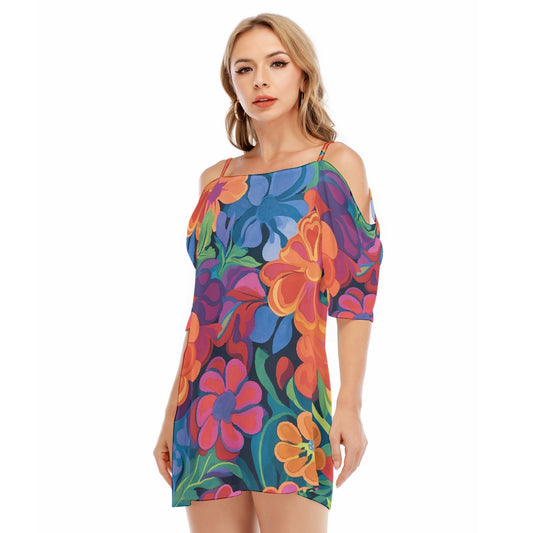 All-Over Print Women's Off-shoulder Cami Dress