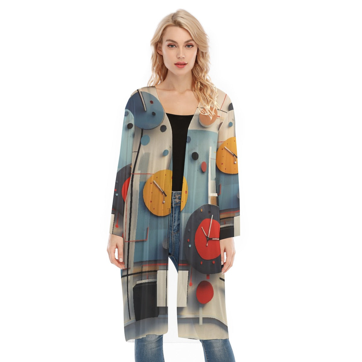 All- Over Print Women's Long Sleeve Mesh Cardigan