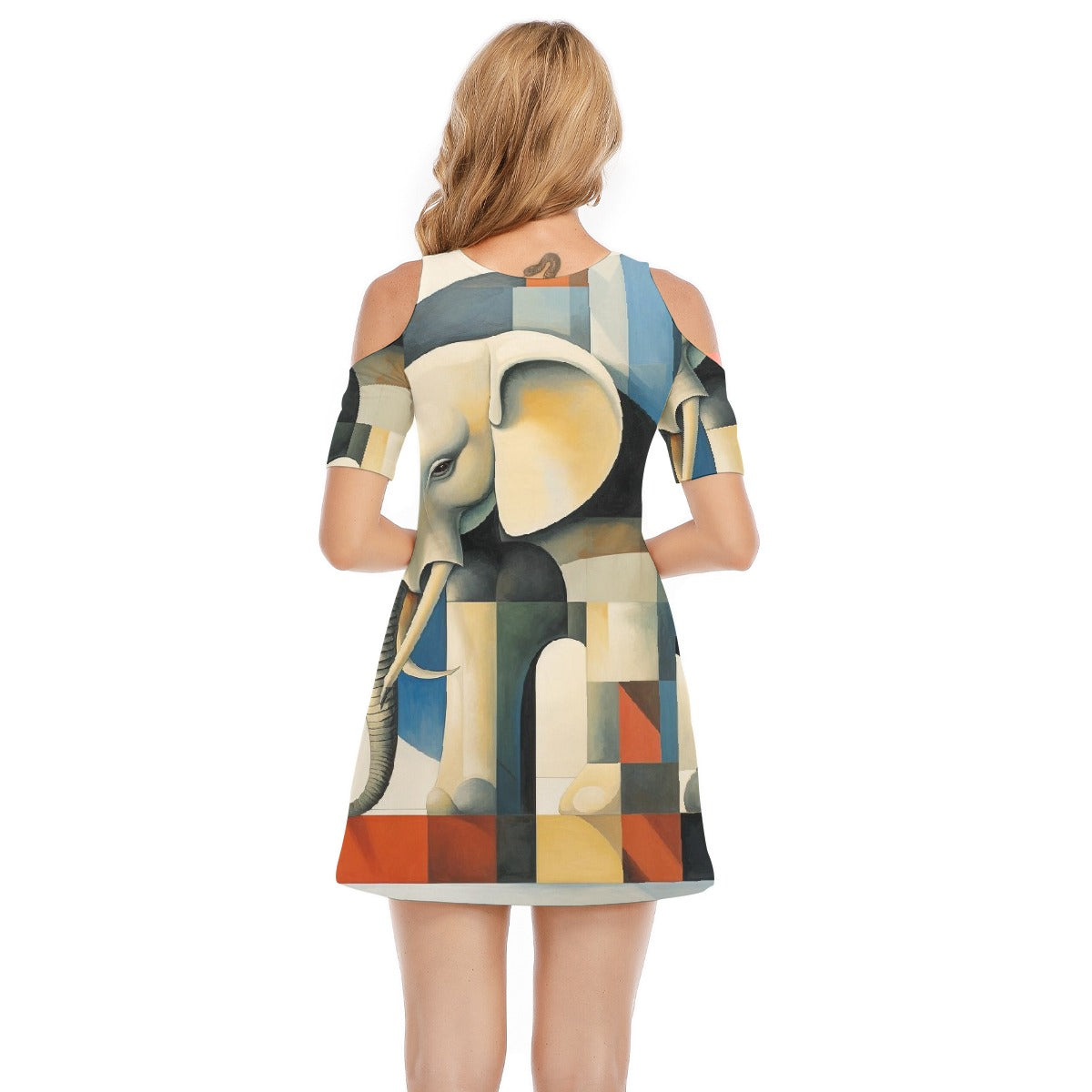 All-Over Print Women's Cold Shoulder Dress | 190GSM Cotton