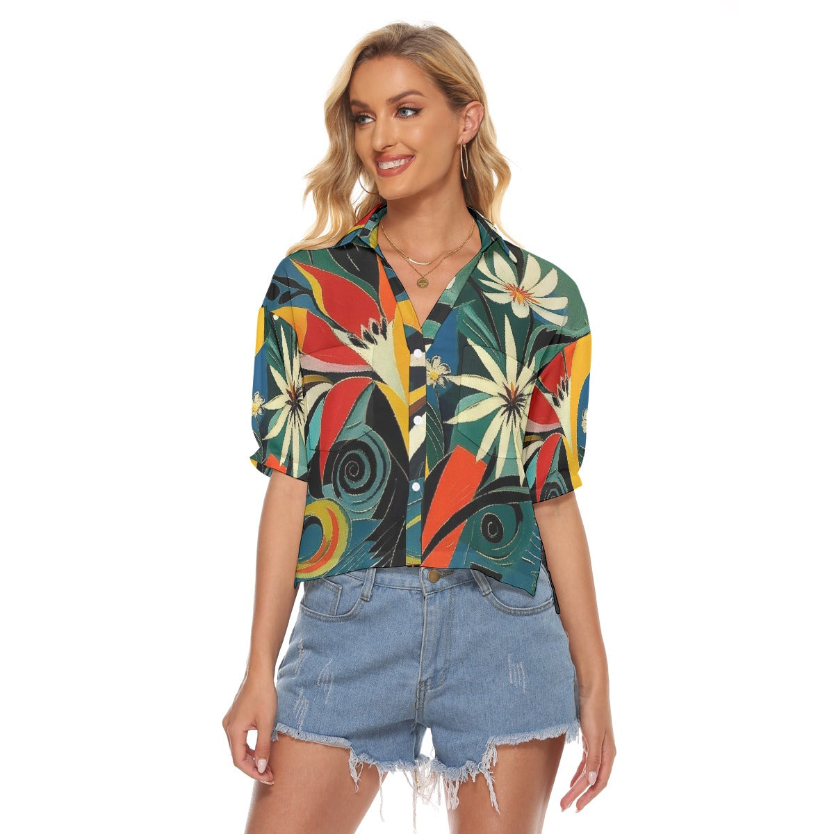 All-Over Print Women's V-neck Shirts