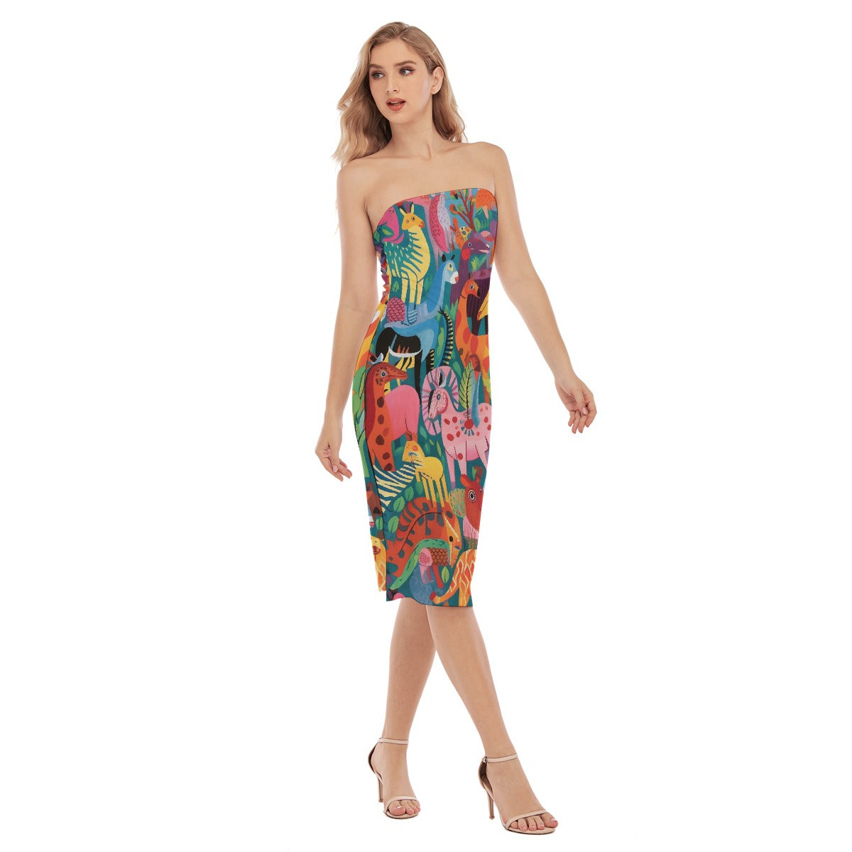 All-Over Print Women's Side Split Tube Top Dress