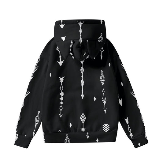 All-Over Print Women’s Hoodie With Decorative Ears