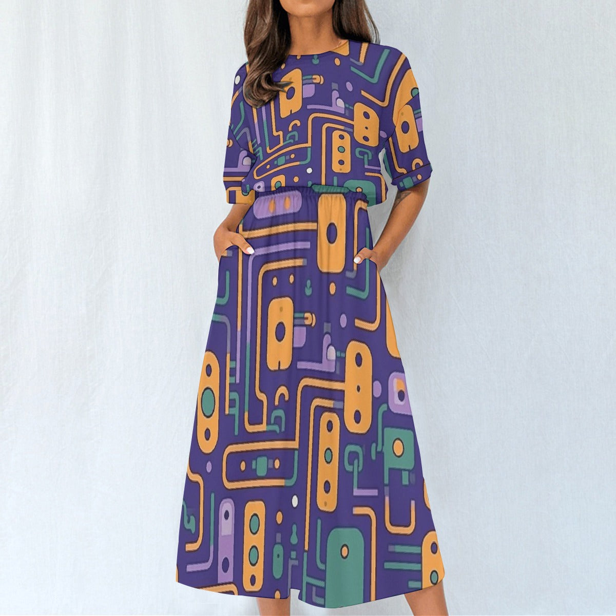 All-Over Print Women's Elastic Waist Dress