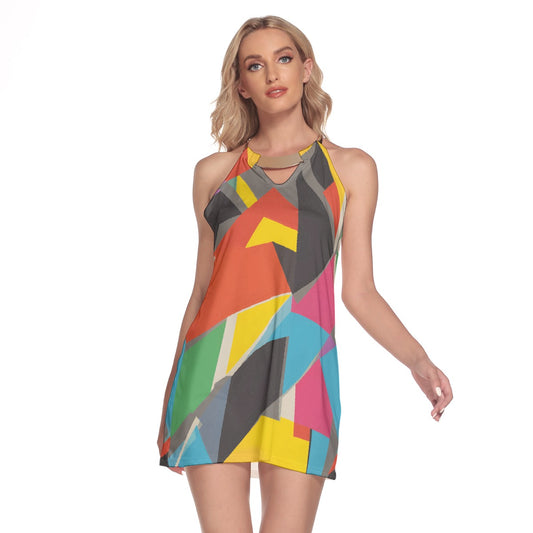 All-Over Print Women's Round Neck Above Knee Dress