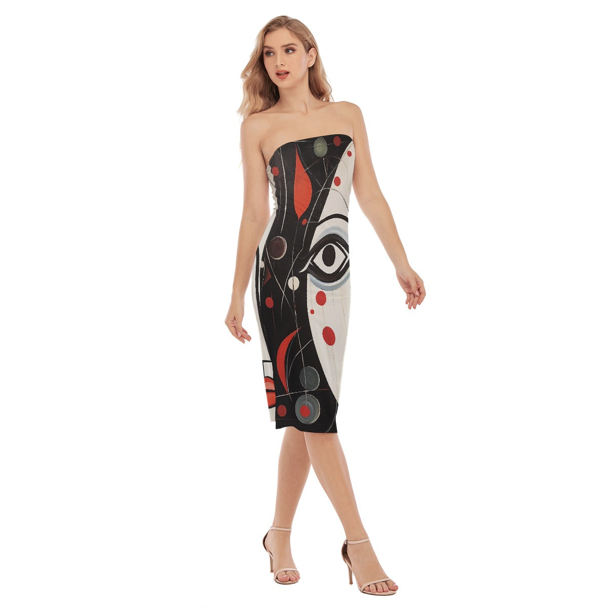 All-Over Print Women's Side Split Tube Top Dress