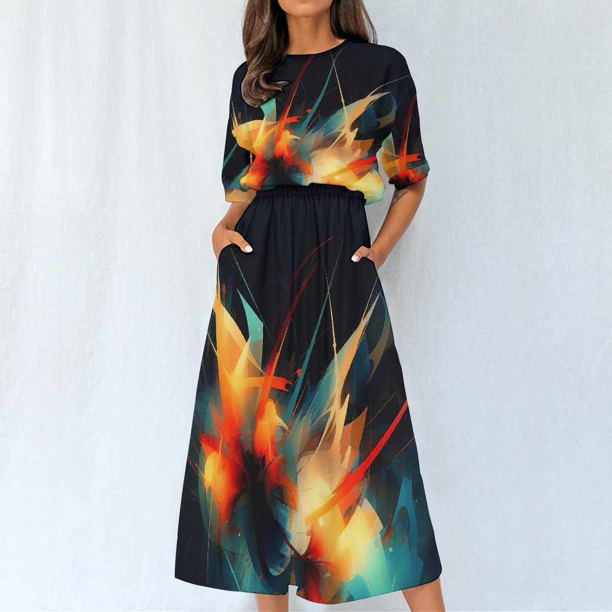 All-Over Print Women's Elastic Waist Dress