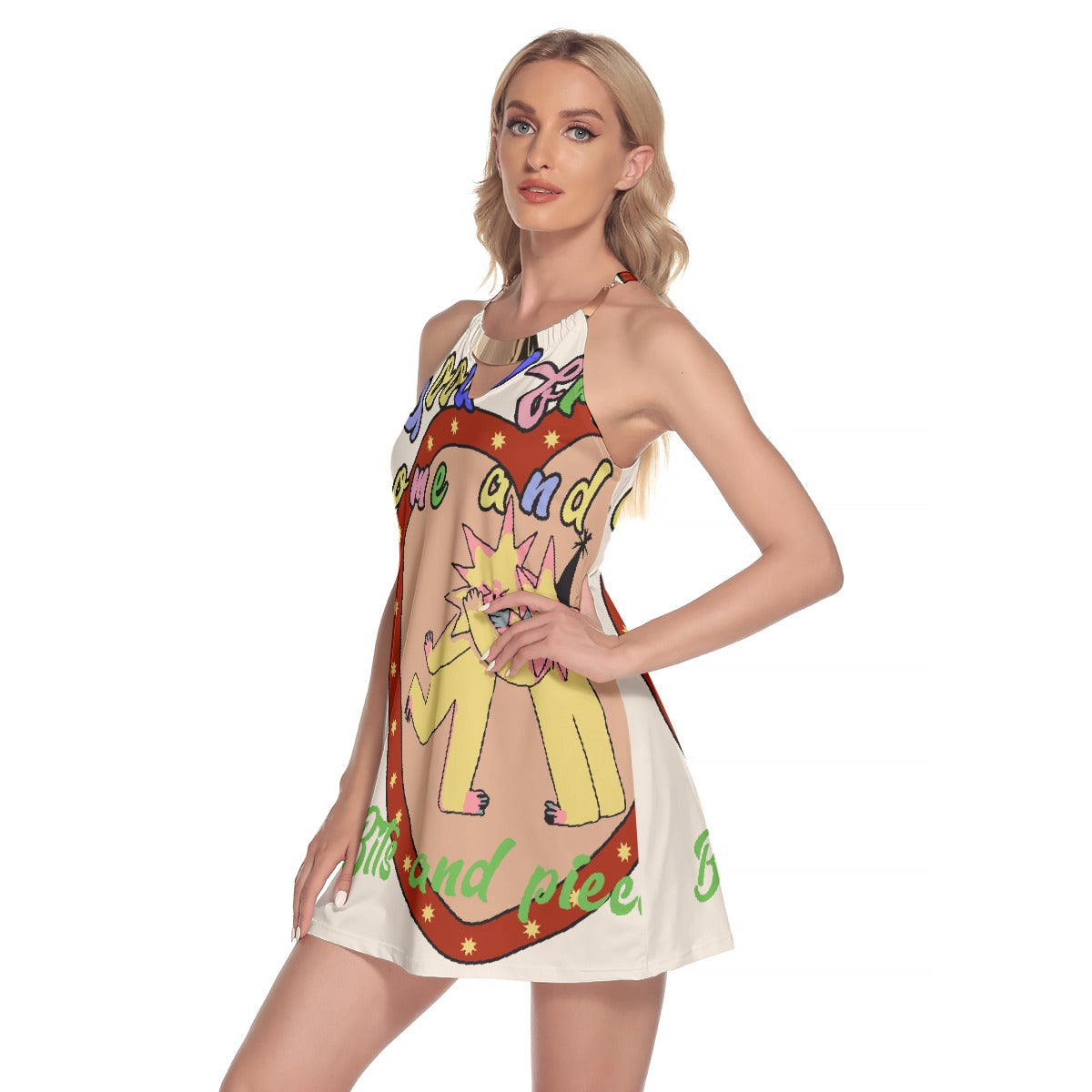 All-Over Print Women's Round Neck Above Knee Dress