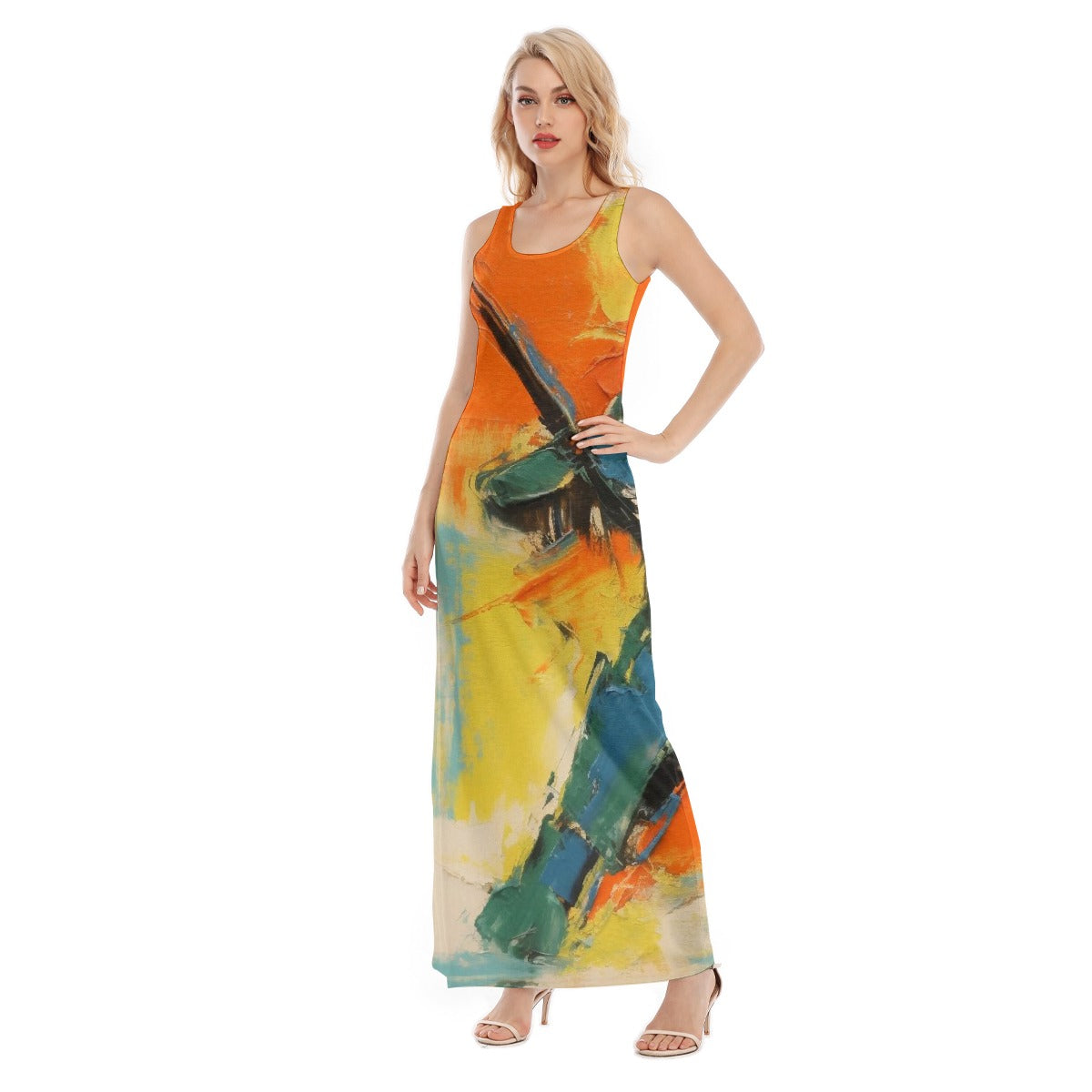 All-Over Print Women's Vest Dress | Length To Ankle