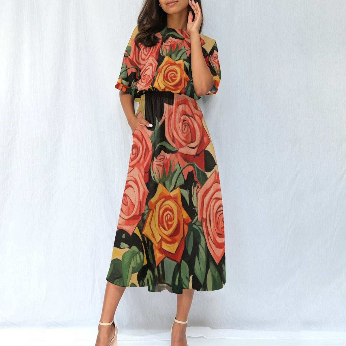 All-Over Print Women's Elastic Waist Dress