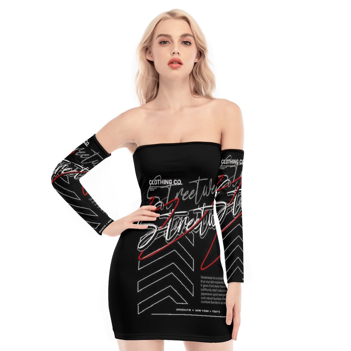 All-Over Print Women's Off-shoulder Back Lace-up Dress