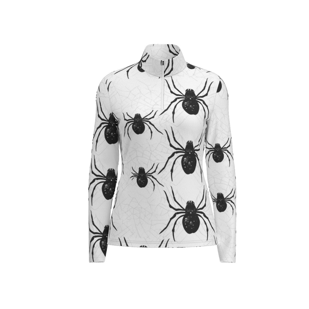 All-Over Print Women's Sports Collar Jersey With Long Sleeve