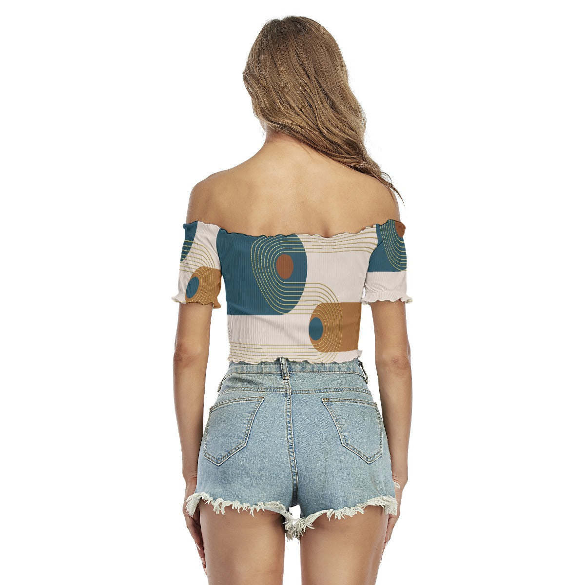 All-Over Print Women's One-shoulder Off-the-navel Short Sleeve T-shirt