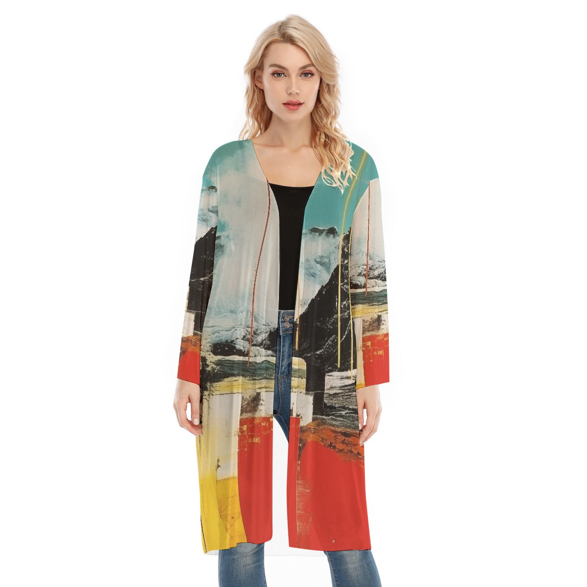 All- Over Print Women's Long Sleeve Mesh Cardigan