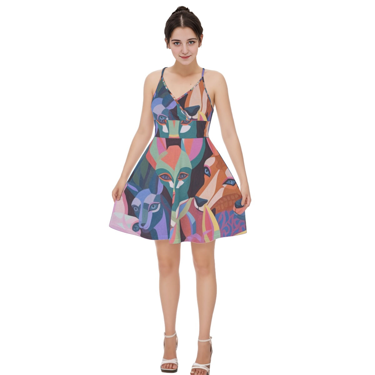 All-Over Print Women‘s Cross Cami Dress