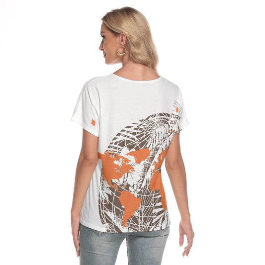 All-Over Print Women's Loose V-neck Short Sleeve T-shirt