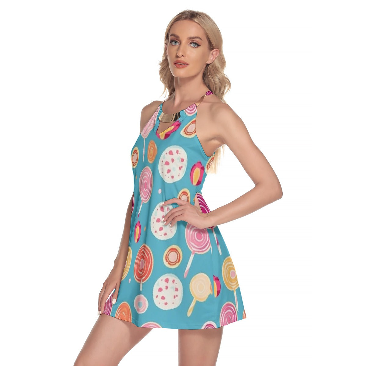 All-Over Print Women's Round Neck Above Knee Dress