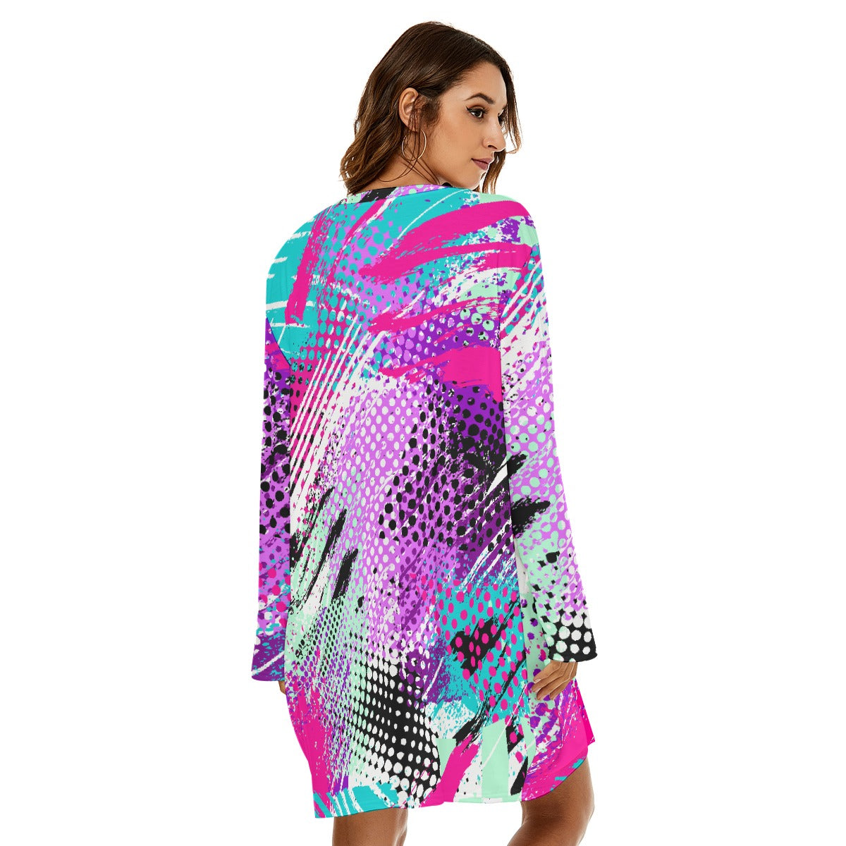 All-Over Print  Women's Loose Crew Neck Dress