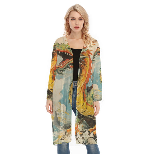 All- Over Print Women's Long Sleeve Mesh Cardigan