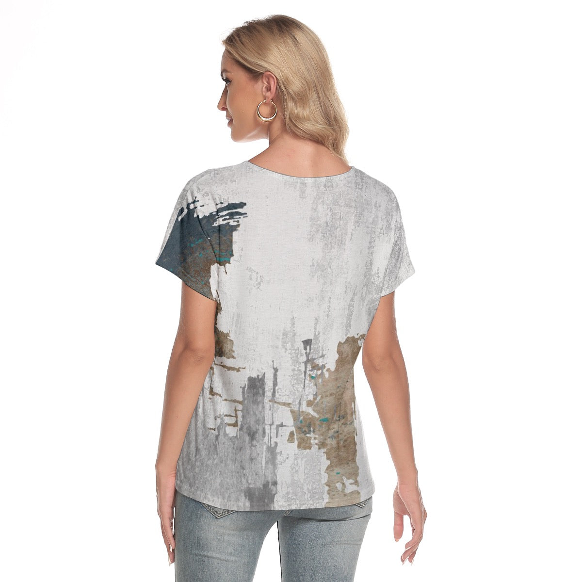 All-Over Print Women's Loose V-neck Short Sleeve T-shirt