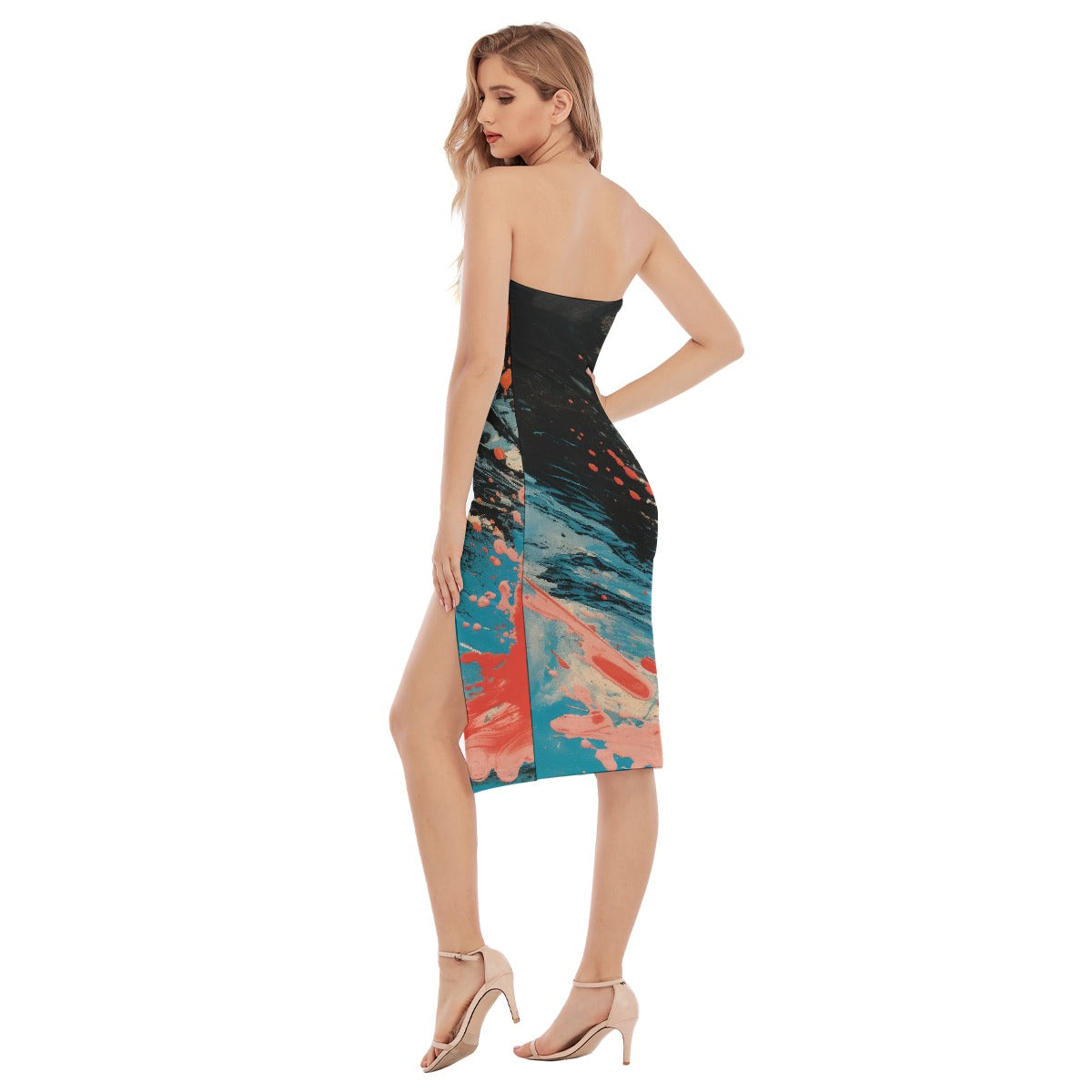 All-Over Print Women's Side Split Tube Top Dress