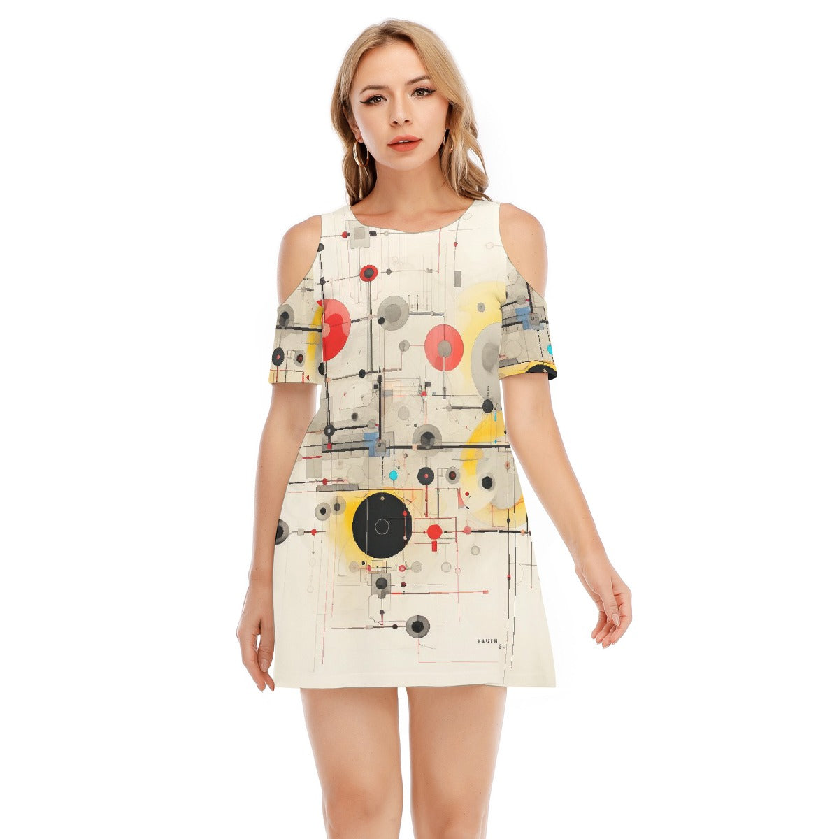 All-Over Print Women's Cold Shoulder Dress | 190GSM Cotton