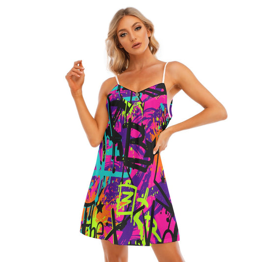 All-Over Print Women's V-neck Cami Dress