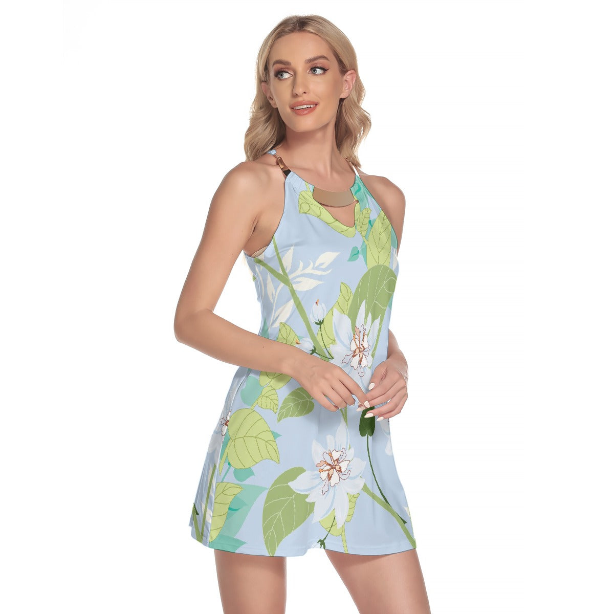 All-Over Print Women's Round Neck Above Knee Dress