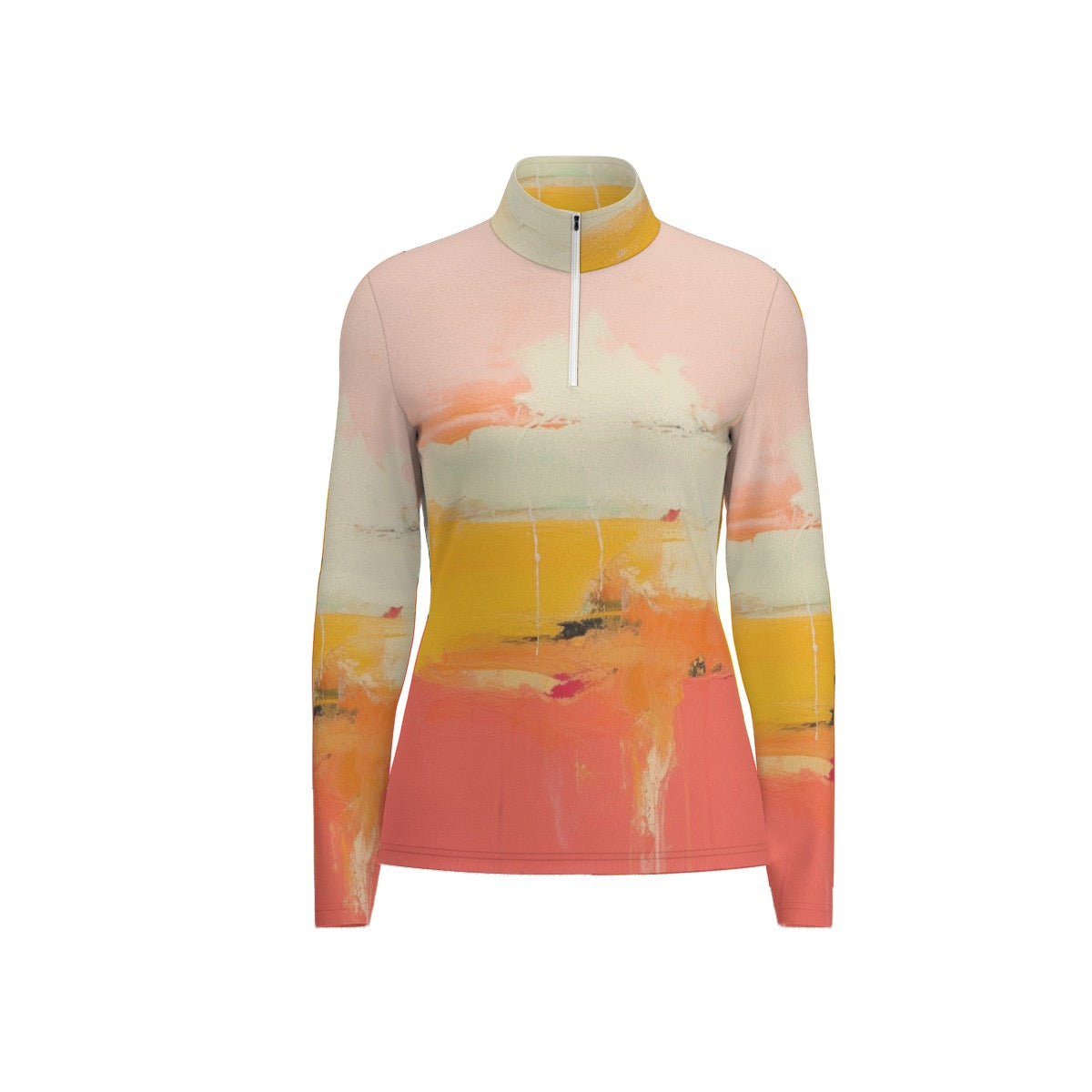 All-Over Print Women's Sports Collar Jersey With Long Sleeve