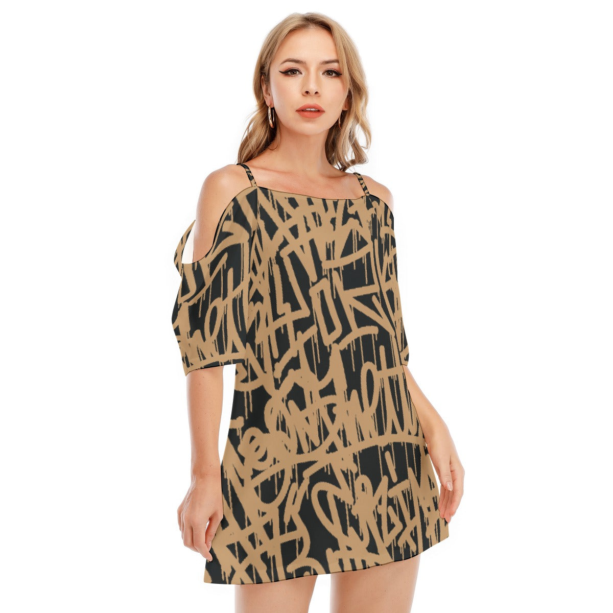 All-Over Print Women's Off-shoulder Cami Dress