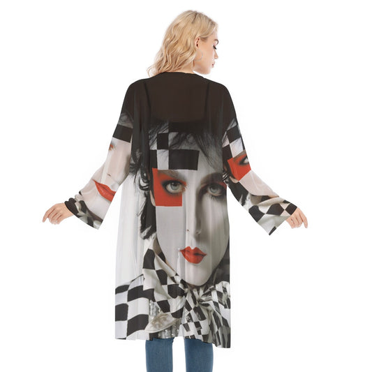 All- Over Print Women's Long Sleeve Mesh Cardigan