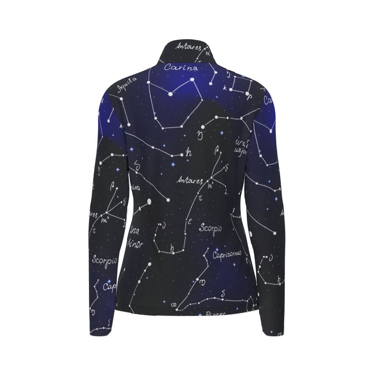 All-Over Print Women's Sports Collar Jersey With Long Sleeve