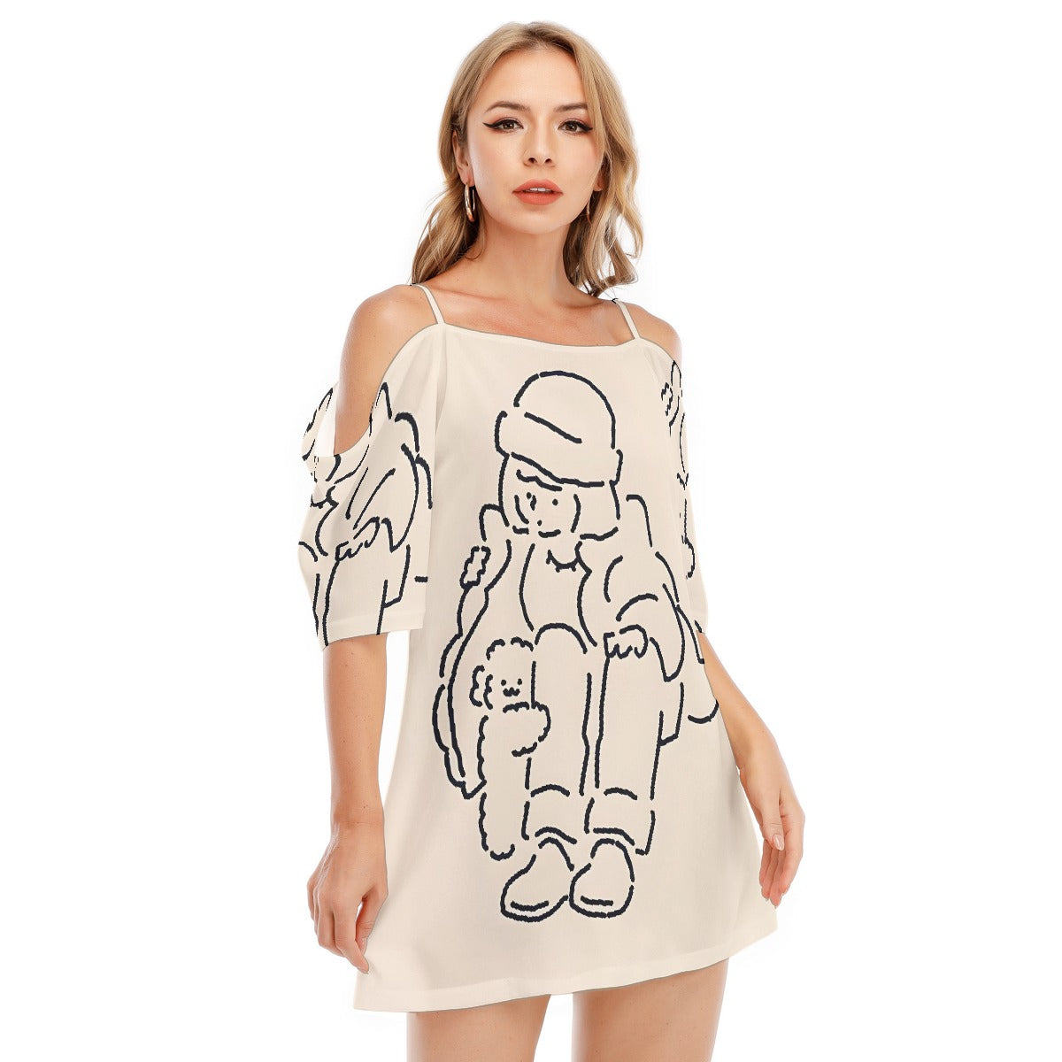 All-Over Print Women's Off-shoulder Cami Dress