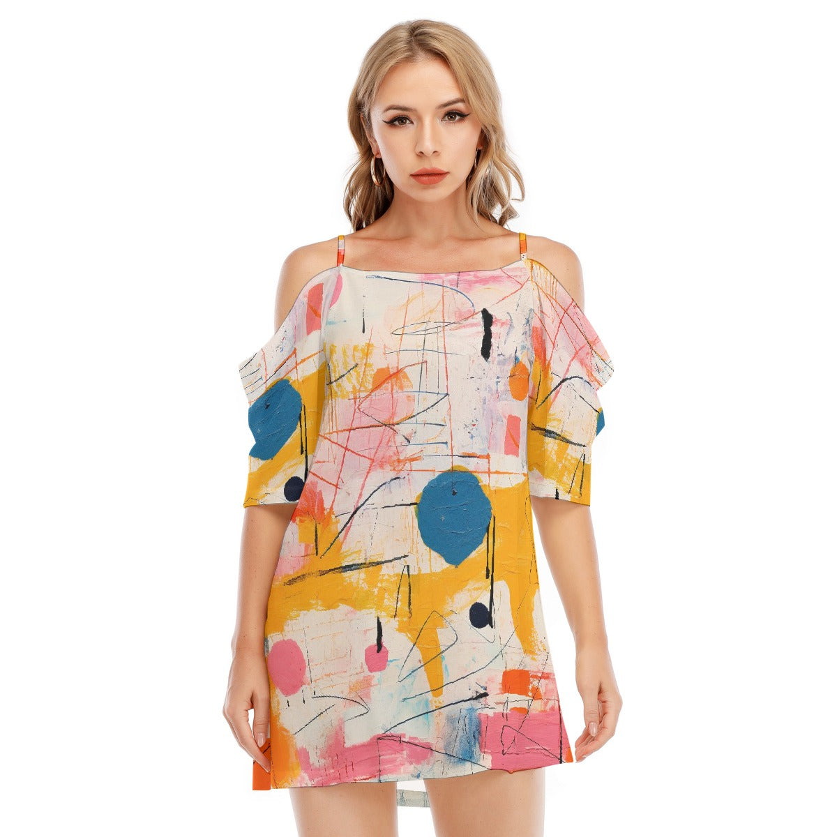 All-Over Print Women's Off-shoulder Cami Dress