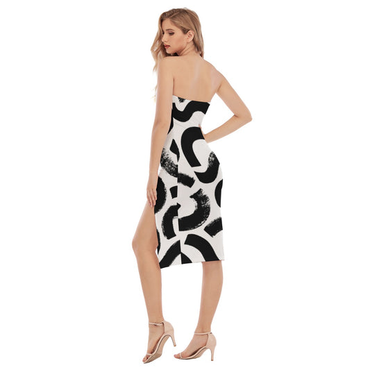 All-Over Print Women's Side Split Tube Top Dress