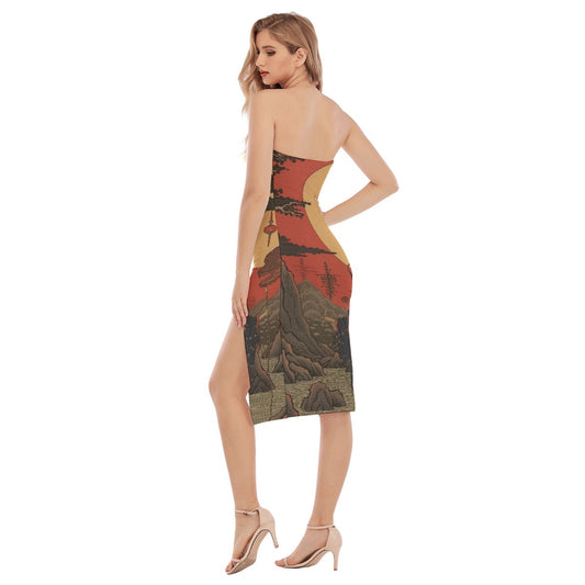 All-Over Print Women's Side Split Tube Top Dress