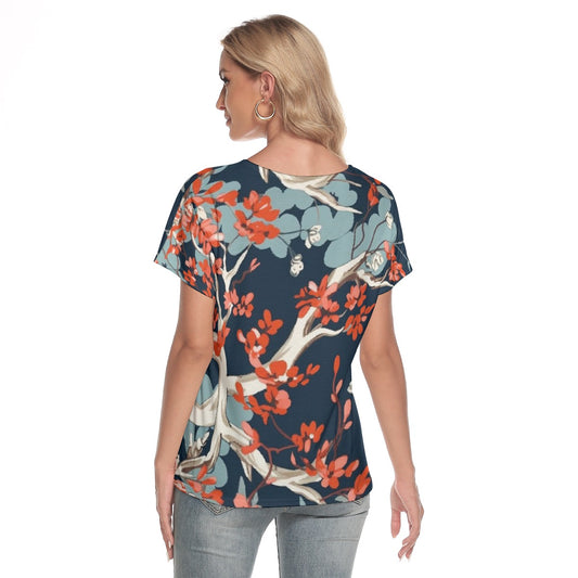 All-Over Print Women's Loose V-neck Short Sleeve T-shirt