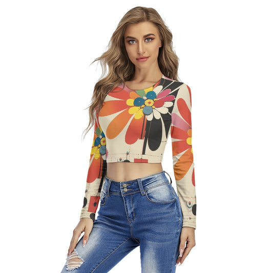 All-Over Print Women's Round Neck Crop Top T-Shirt