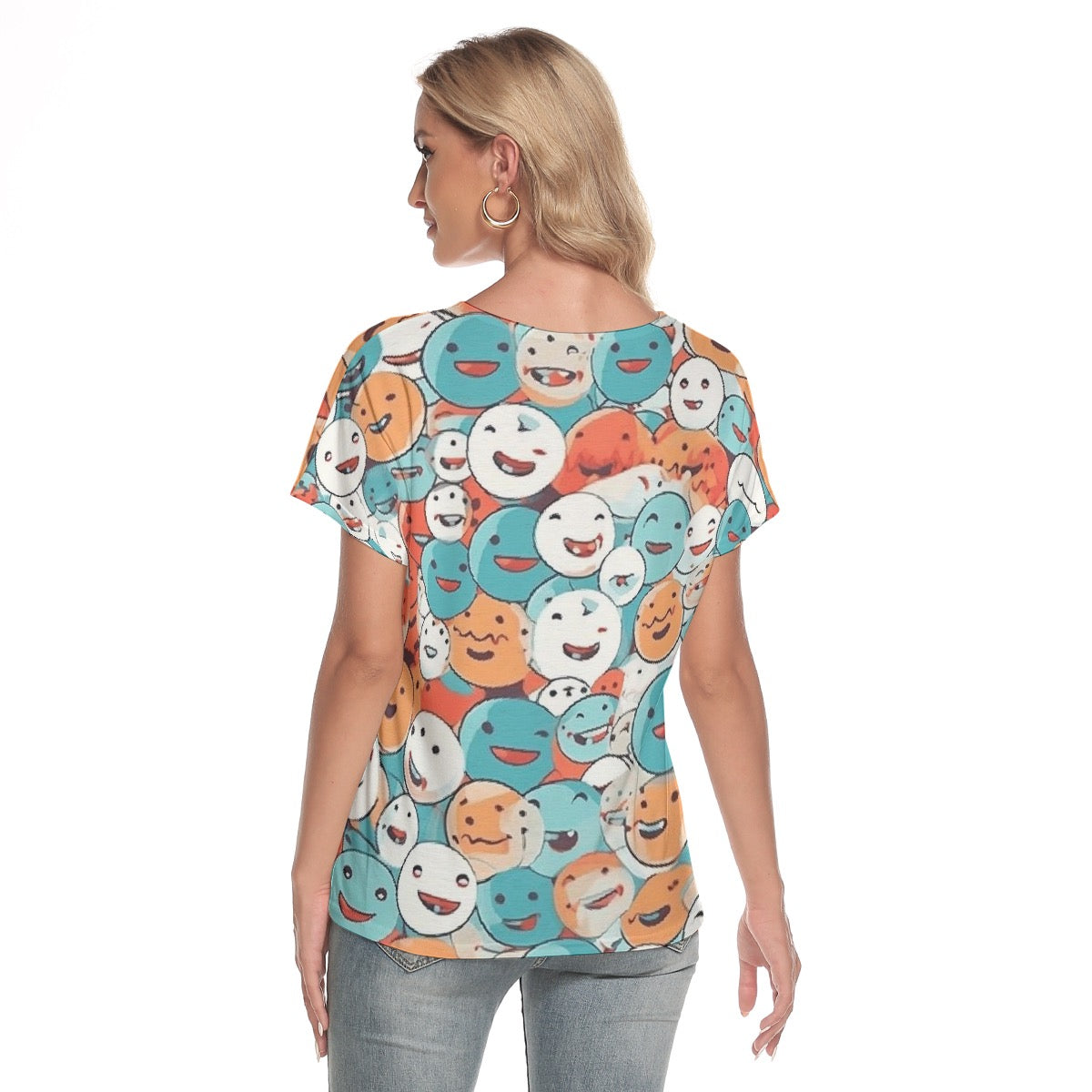 All-Over Print Women's Loose V-neck Short Sleeve T-shirt