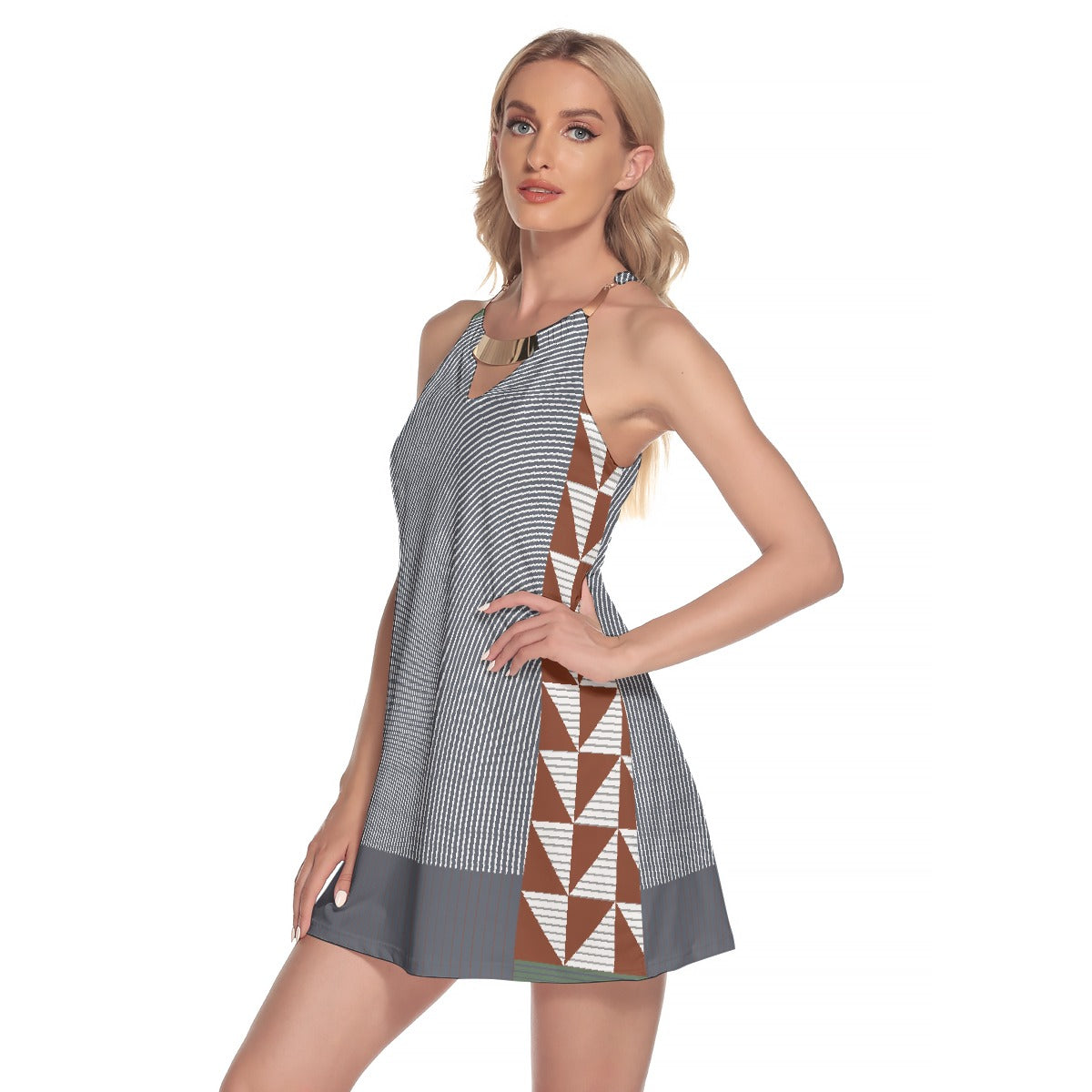 All-Over Print Women's Round Neck Above Knee Dress