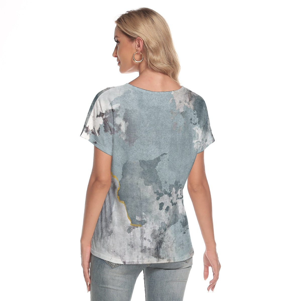 All-Over Print Women's Loose V-neck Short Sleeve T-shirt