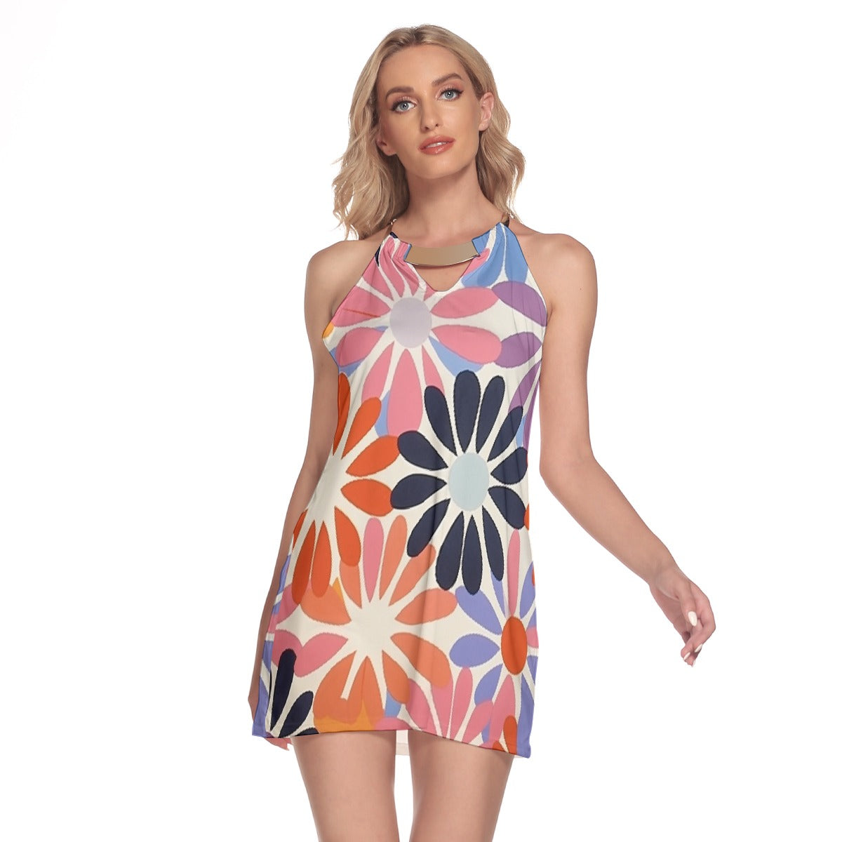 All-Over Print Women's Round Neck Above Knee Dress