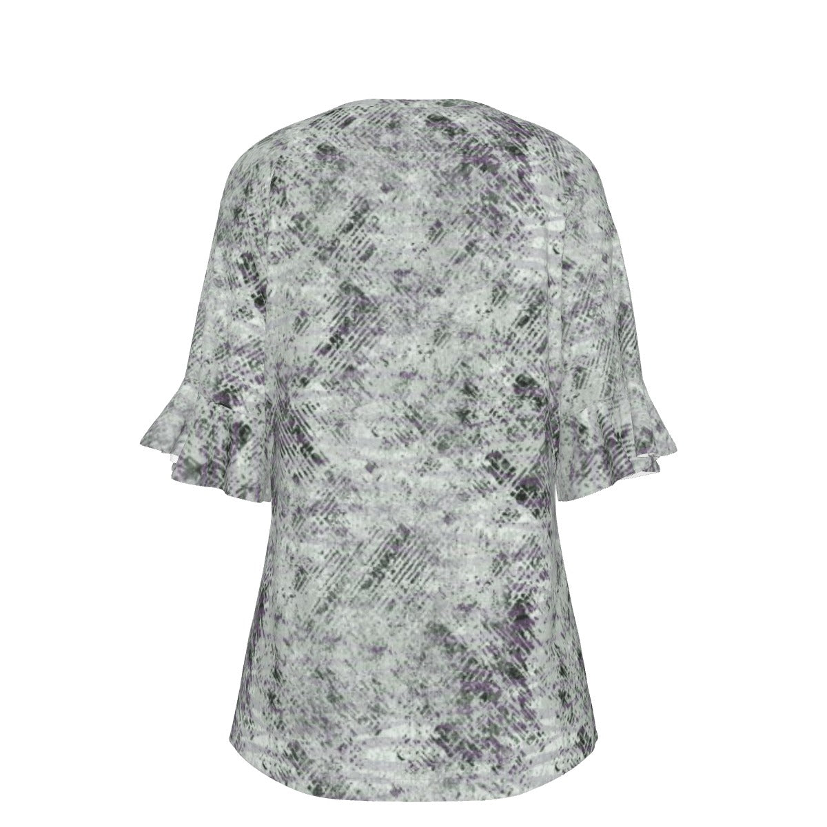 All-Over Print V-neck Women's T-shirt With Bell Sleeve