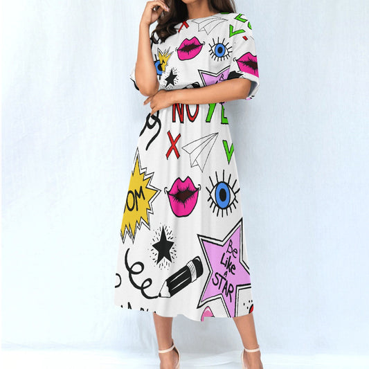 All-Over Print Women's Elastic Waist Dress