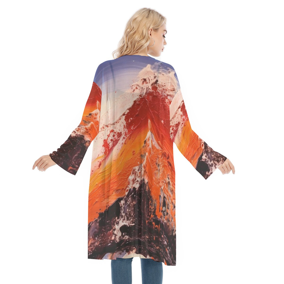 All- Over Print Women's Long Sleeve Mesh Cardigan