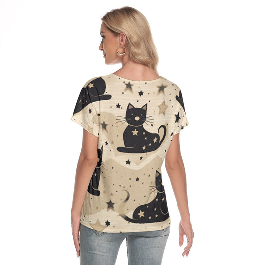 All-Over Print Women's Loose V-neck Short Sleeve T-shirt